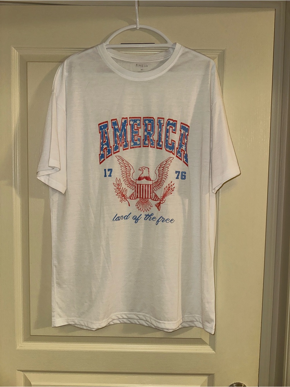 Women’s White 'America' Graphic Tee with Eagle Print